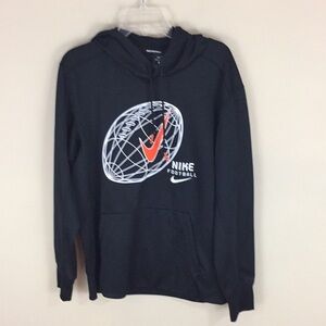 Nike Football Black Performance Hoodie Large Football with Swoosh Size Large